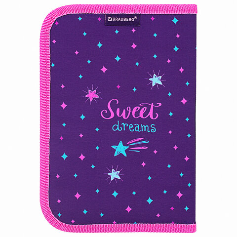 Пенал с наполнением BRAUBERG1 отделение1 откидная планкаполиэстер24 предмета21×14 см«Sweet dream»270316