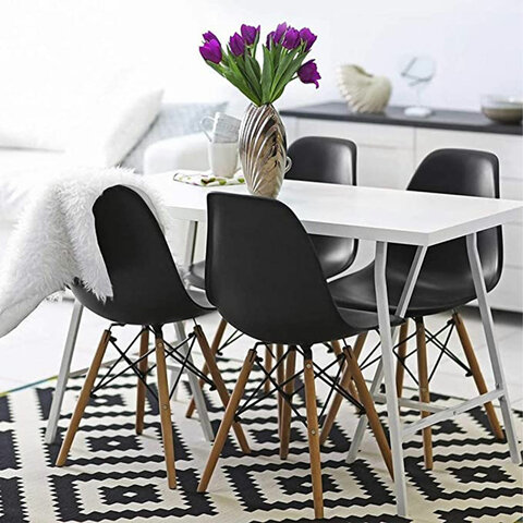 Стулья BRABIX «Eames CF-010», КОМПЛЕКТ 4 шт., пластик черный, опоры дерево/металл, 532631