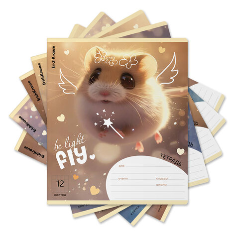 превью Тетрадь 12 л., клетка, обложка картон, ERICH KRAUSE, «Fluffy» (микс в спайке)