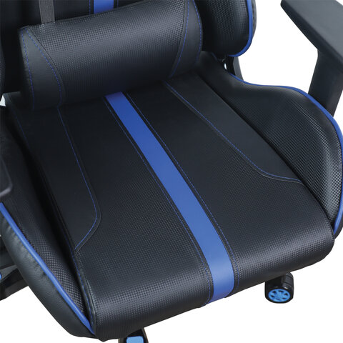 Кресло компьютерное BRABIX «GT Carbon GM-120», две подушки, экокожа, черное/синее, 531930