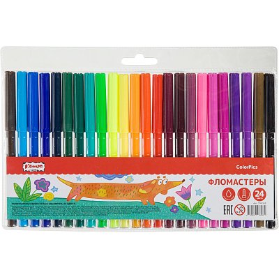 Фломастеры №1 School ColorPics набор 24 цв., вентилир., смыв., блист. упак