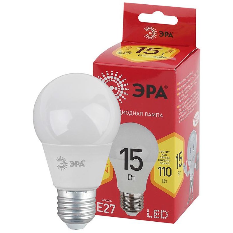 Лампа светодиодная ЭРА LED 15 Вт E27 грушевидная 2700 К теплый белый свет