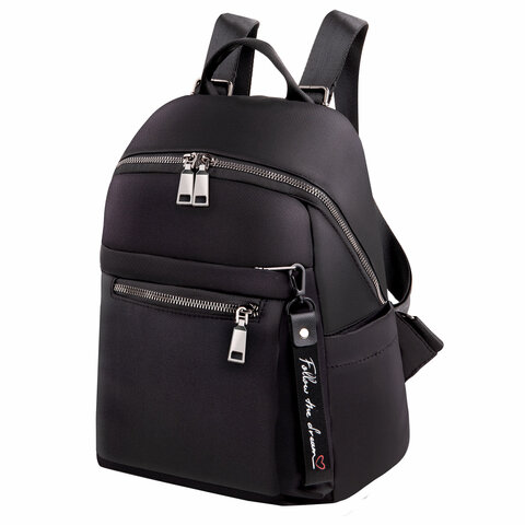 превью Рюкзак BRAUBERG PODIUM женский, нейлон, черный, 32×26х15 см