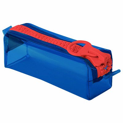 Пенал BRAUBERG с объемной «тракторной» молнией, 1 отделение, ПВХ, 22×8х6.5 см, «Contrast blue»