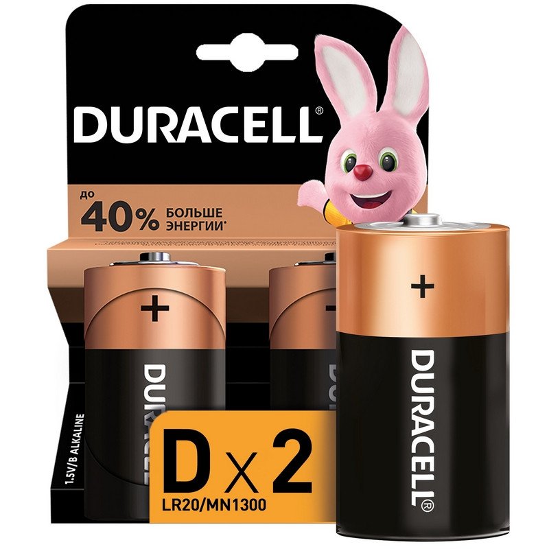 Батарейки Duracell D/373/LR20, 1.5В, алкалиновые, 2 шт. в блистере арт.  40825 - купить в Москве оптом и в розницу в интернет-магазине Deloks