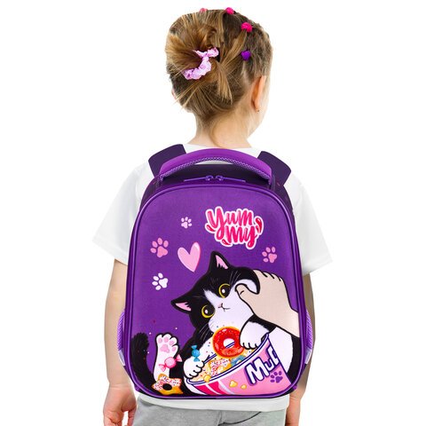 Ранец BRAUBERG KIDS START, 1 отделение, 2 кармана, «Sweet cheeks», велюровая панель, 35×26х13см