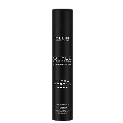Лак для волос OLLIN STYLE ультрасильной фиксации без отдушки 400мл