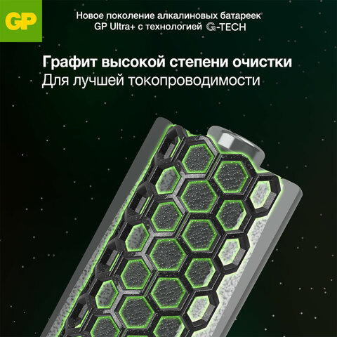 Батарейки КОМПЛЕКТ 2 шт., GP Ultra Plus G-Tech, AA (LR6), алкалиновые, пальчиковые