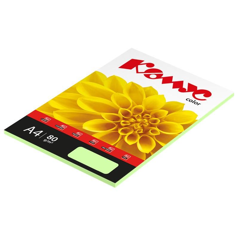 Бумага цветная Комус Color (зеленая пастель), 80г, А4, 50 л. 
