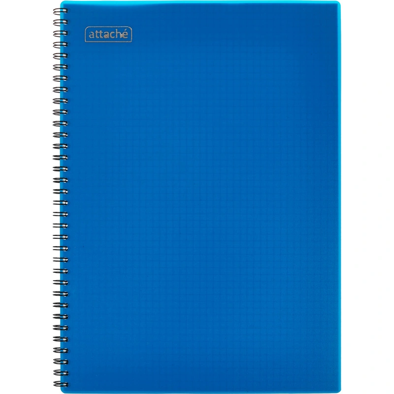 превью Тетрадь общая Attache Plastic А4 96 листов в клетку на спирали (обложка синяя, тиснение фольгой)