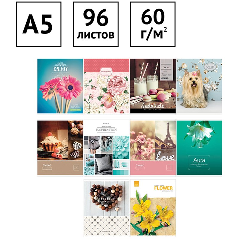 Тетрадь 96л., А5, клетка ArtSpace «Микс. Girl's collection», эконом