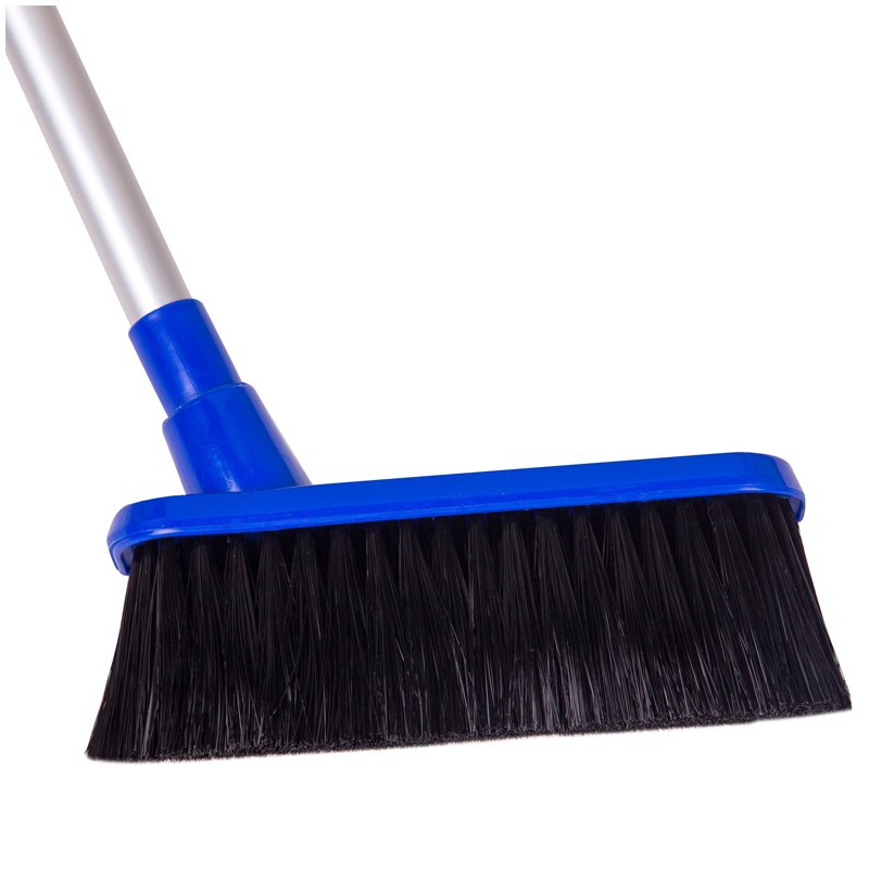 Совок для мусора OfficeClean Professional со щеткой-сметкой, алюм. ручка 70см, пластик, резин. кромка