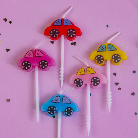 Свечи фигурные для торта на шпажках «Машинки», 5 шт., 2×3 см, ЗОЛОТАЯ СКАЗКА