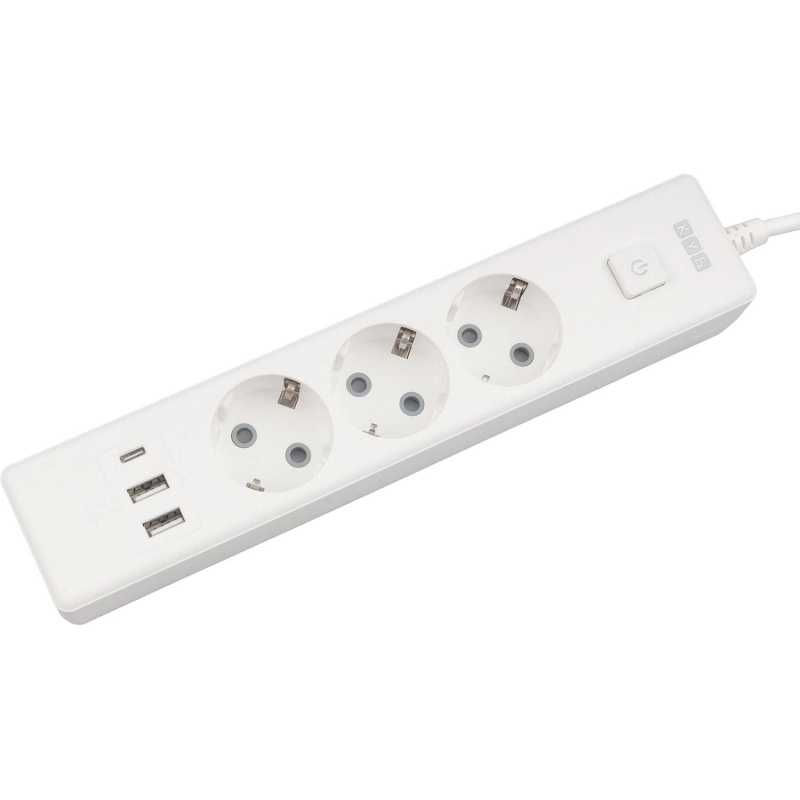 Удлинитель Power Cube, 3р с/з вык.,3USB, 3500 Вт, 16А,1.9 м, 3×1.0 (белый)