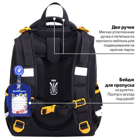 Ранец BRAUBERG PREMIUM, 2 отделения, с брелком, «Venomous spider», 3D панель, 38×29х16 см
