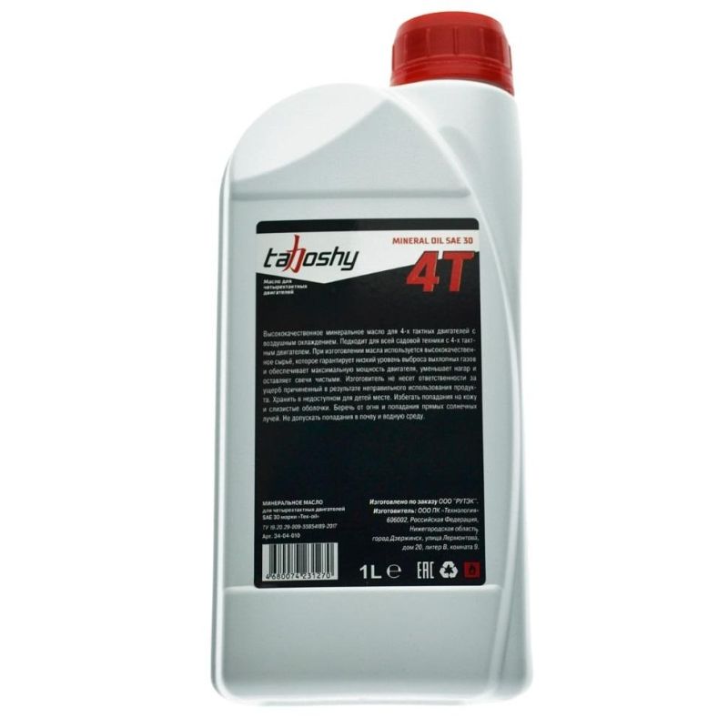 Масло Tahoshy 4Т минеральное SAE 30,  1л, 34-04-010