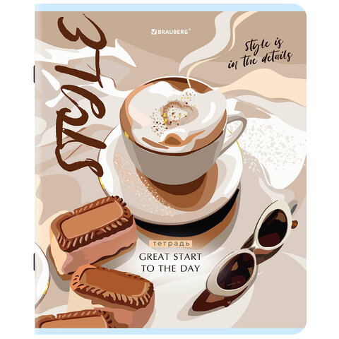 Тетради ДЭК А5 48 л. КОМПЛЕКТ 5 шт. BRAUBERGклеткаматовая ламинациялак«Style»404672