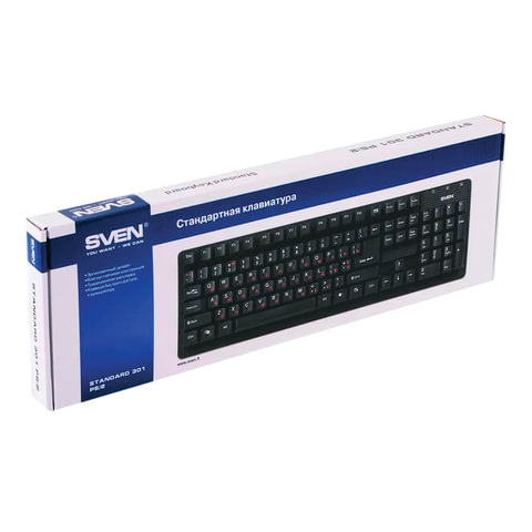 Клавиатура проводная SVEN Standard 301, USB, 104 клавиши, чёрная