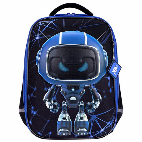 Ранец BRAUBERG LIGHT, 1 отделение, с брелоком, «Evil robot», 3D-панель, 36×26х13 см