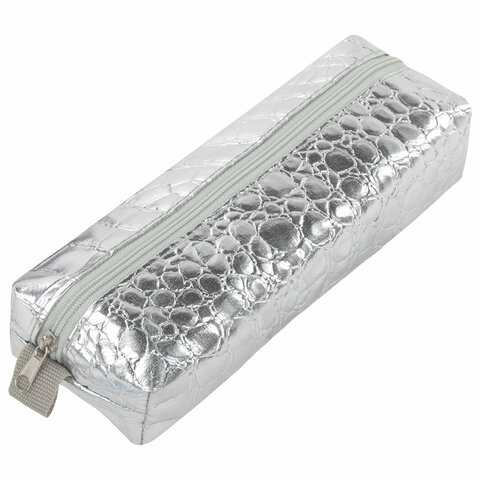 превью Пенал-косметичка BRAUBERG, «крокодиловая кожа», 20×6х4 см, «Ultra silver»