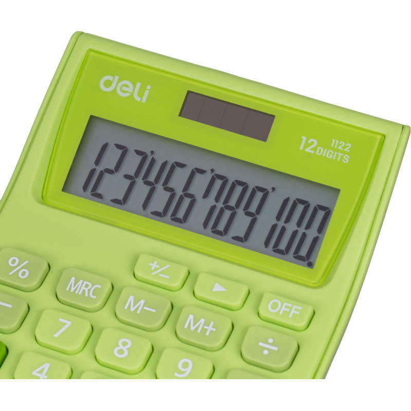 Калькулятор карманный Deli E1122, 12-р, дв. пит., 120×86мм, зеленый