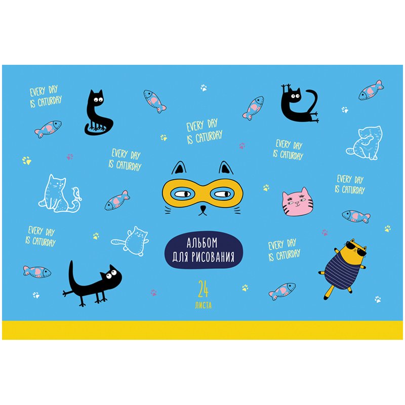 Альбом для рисования 24л., А4, на скрепке BG «Cats&Cats»