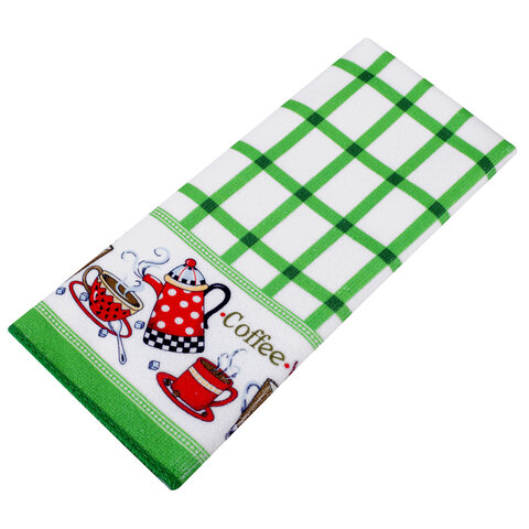 Салфетка из МИКРОФИБРЫ универсальная, 40×60 см, зеленая клетка, орнамент, 240 г/м2, BOOMHOUSE (БУМХАУС)
