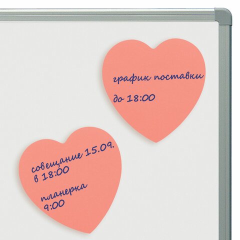 Блок самоклеящийся фигурный BRAUBERG сердце, 50 л., розовый, европодвес