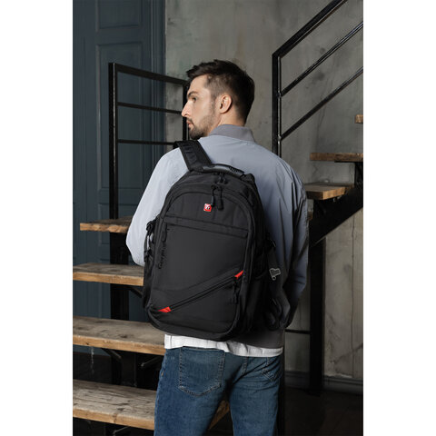 Рюкзак B-PACK «S-01» (БИ-ПАК) универсальный, с отделением для ноутбука, влагостойкий, черный, 47×32×20 см