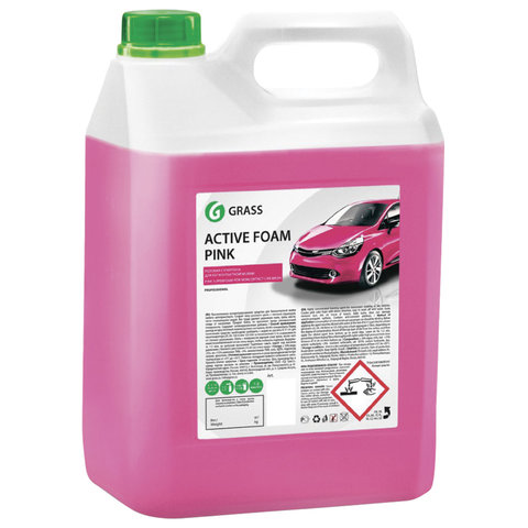 превью Шампунь автомобильный для автоматической и ручной мойки 6 кг GRASS ACTIVE FOAM PINK «Розовая пена»