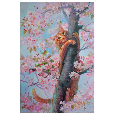 Картина стразами (алмазная мозаика) 40×50 см, ОСТРОВ СОКРОВИЩ «Кот на дереве», без подрамника