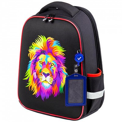 Ранец BRAUBERG FIT, 2 отделения, «Colorful lion», 38×27х14 см