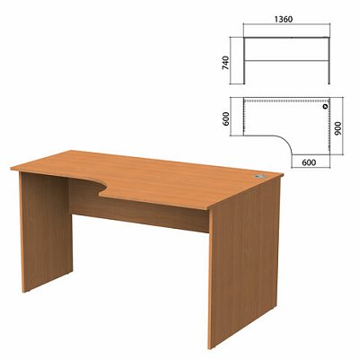 Стол письменный эргономичный «Бюджет», 1360×900х740 мм, правый, груша ароза