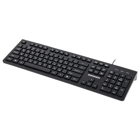 Клавиатура проводная SONNEN KB-8280, USB, 104 плоские клавиши, черная