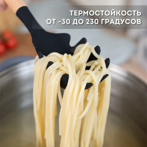 Набор силиконовых кухонных принадлежностей с деревянными ручками 13 в 1черныйDASWERK608197