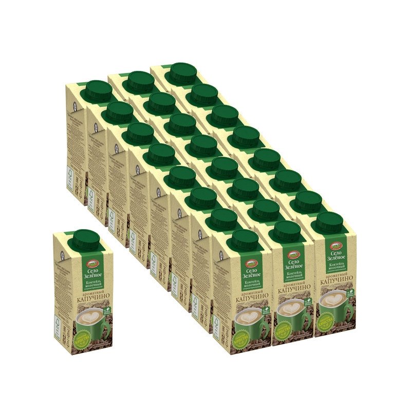 превью Напиток молочный Село зеленое Капучино 200 г (24 штуки в упаковке)