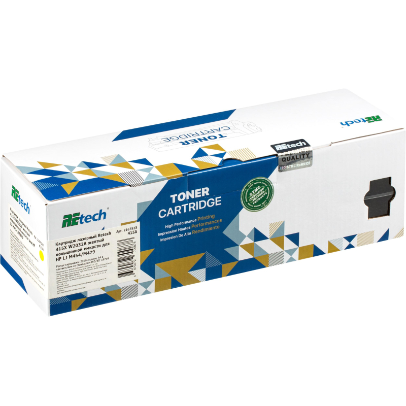 Картридж лазерный Retech 415X W2032A жел. для HP LJ M454/M479