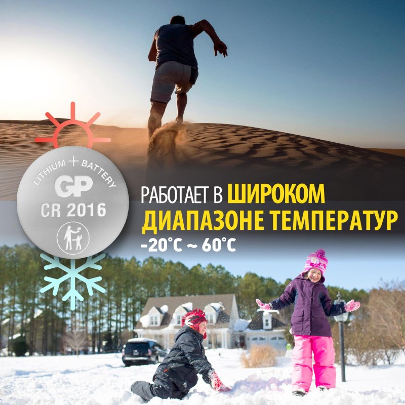 Элементы питания батарейка GP CR2016, 3V, литий, бл/1
