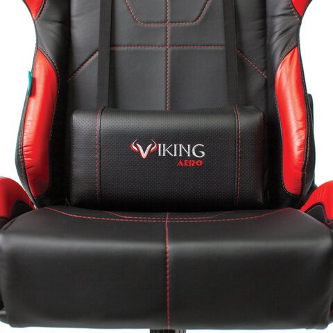 Кресло компьютерное Zombie VIKING 5 AERO, 2 подушки, экокожа, черное/красное