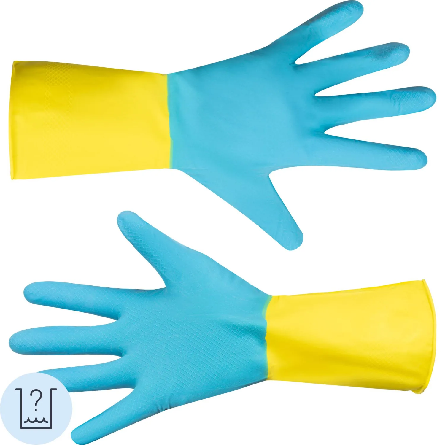 Перчатки латексные Gloves Lux Bicolor синие/жёлтые (размер L)