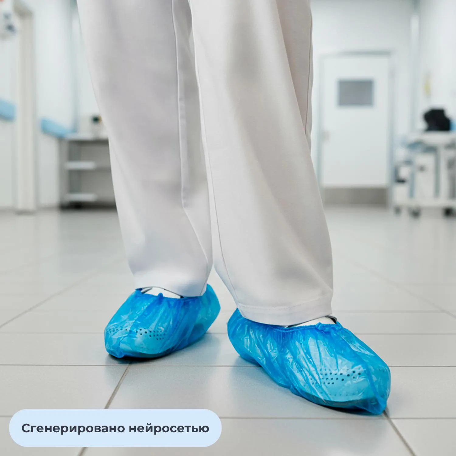 Бахилы 6.5 г, 2рез, синий, 25 м км, Комус, 50пар/уп