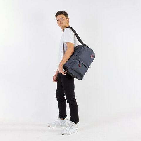 Рюкзак BRAUBERG ENERGETIC универсальный, эргономичный, «Recycle», черный, 43×30х16 см