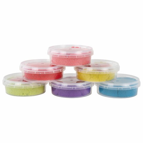 Песок для лепки кинетический BRAUBERG KIDS6 цветов720 г4 формочки665090