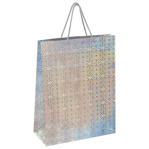 Пакет подарочный 33×13x45 см (XL), НАБОР 3 шт., 3 дизайна, голография, ЗОЛОТАЯ СКАЗКА
