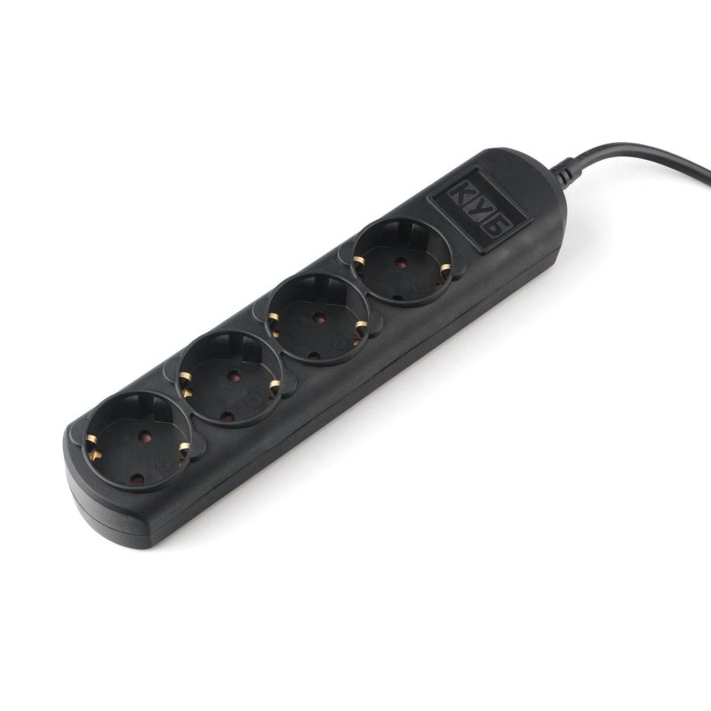 Удлинитель Power Cube 1.5м, 4р, без выкл., 10А черн. (PC-1B-1.5M)