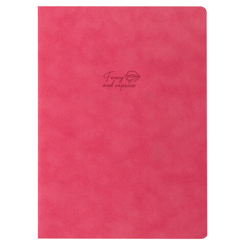 Тетрадь 60 л. без линовки обложка кожзам под замшу, сшивка, B5 (179×250мм), КОРАЛЛОВЫЙ, BRAUBERG CAPRISE