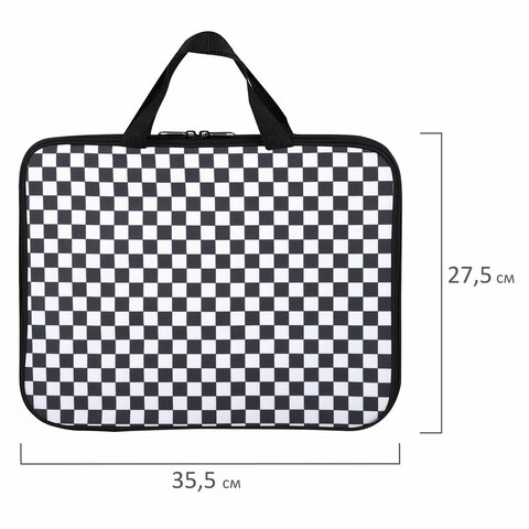 Папка на молнии с ручками BRAUBERG А4, 1 отделение, полиэстер, 20 мм, «Black and white»