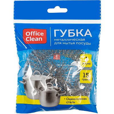 Губка для посуды OfficeClean, металлическая, 9×3см, 1шт. 