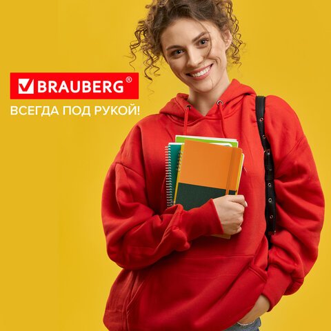Блокнот А5 (148×218 мм), BRAUBERG «DUO» под кожу с резинкой, 80 л., клетка, оранжевый/зеленый