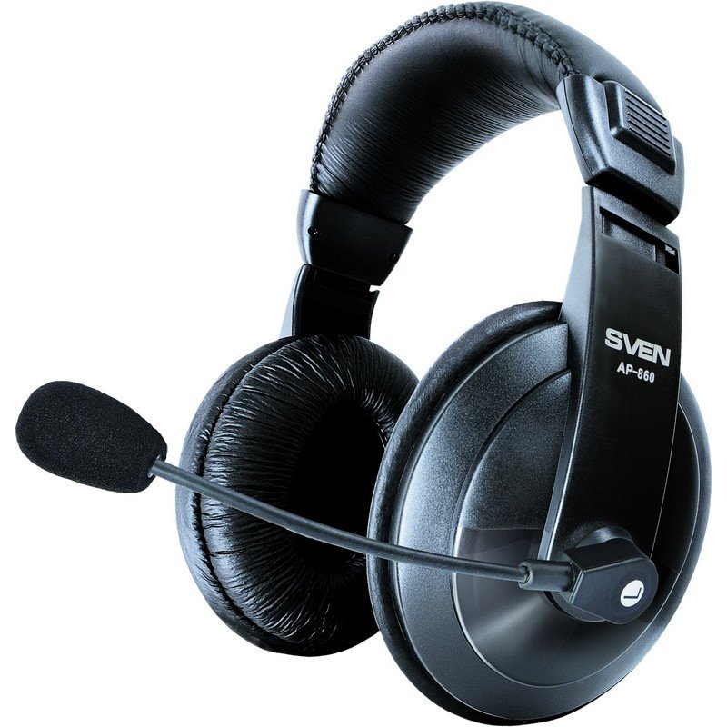 Наушники с микрофоном (гарнитура) SVEN AP-860MV, проводные, 2 м, с оголовьем, черные